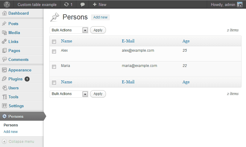 Create Custom Table In Wordpress Database